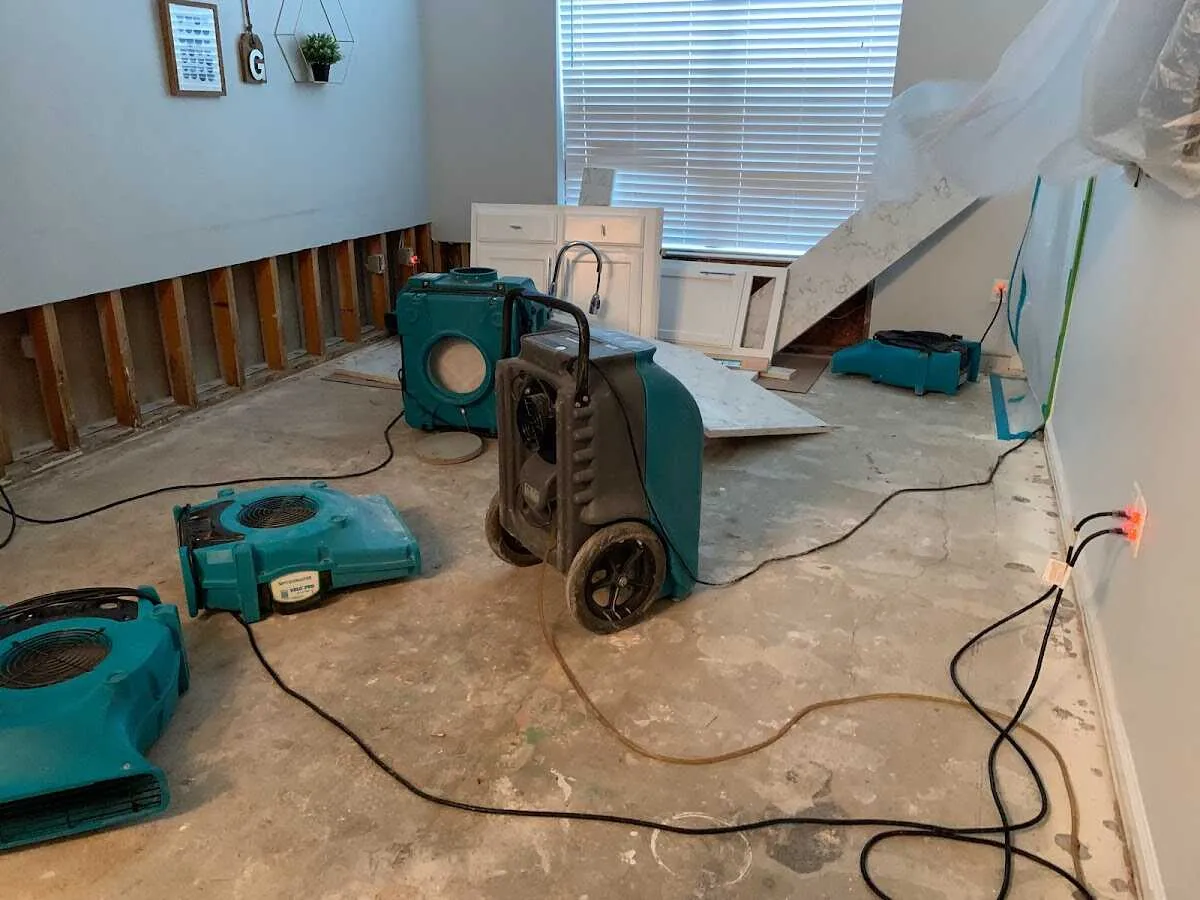 Dehumidifier in flood-cut room for Water Damage Restoration in Kalispell